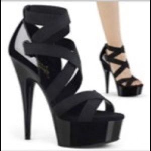 6” Black Criss Cross Heels